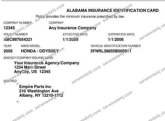 USA Alabama health insurance ID card